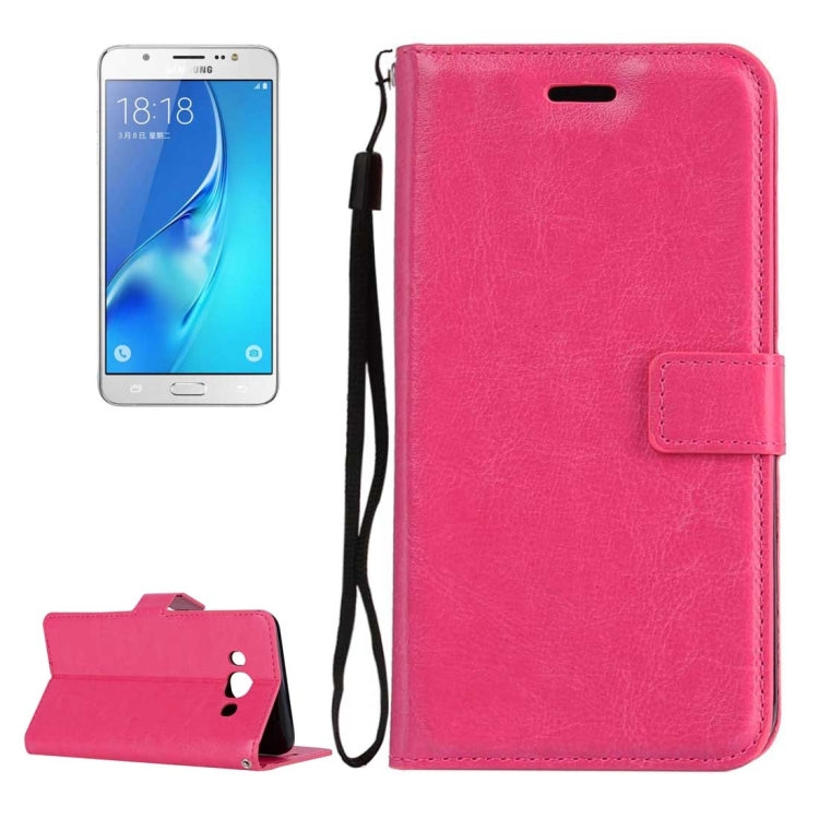 For Galaxy J7 (2016) / J710 Crazy Horse Texture Horizontal Flip PU Leather Case with Holder & Card Slots & Wallet & Photo Frame & Lanyard