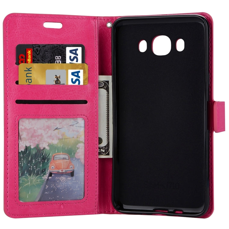 For Galaxy J7 (2016) / J710 Crazy Horse Texture Horizontal Flip PU Leather Case with Holder & Card Slots & Wallet & Photo Frame & Lanyard