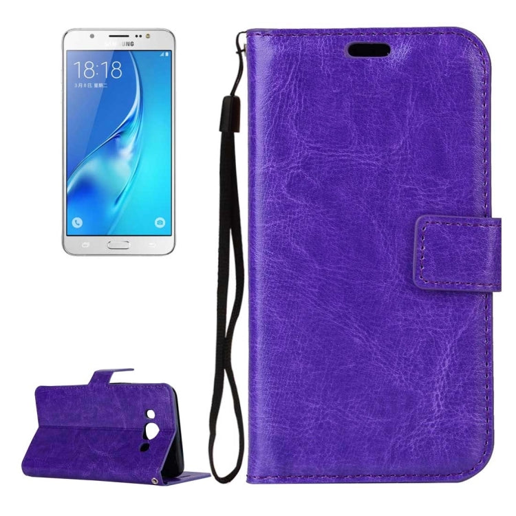 For Galaxy J7 (2016) / J710 Crazy Horse Texture Horizontal Flip PU Leather Case with Holder & Card Slots & Wallet & Photo Frame & Lanyard