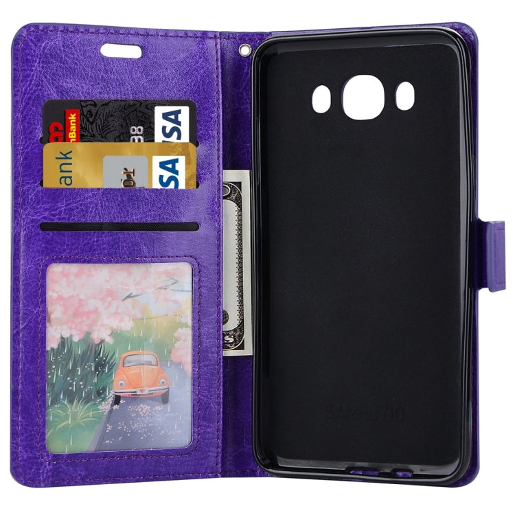 For Galaxy J7 (2016) / J710 Crazy Horse Texture Horizontal Flip PU Leather Case with Holder & Card Slots & Wallet & Photo Frame & Lanyard