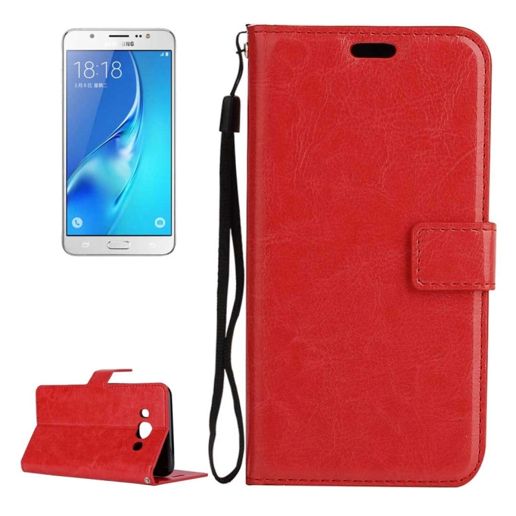 For Galaxy J7 (2016) / J710 Crazy Horse Texture Horizontal Flip PU Leather Case with Holder & Card Slots & Wallet & Photo Frame & Lanyard