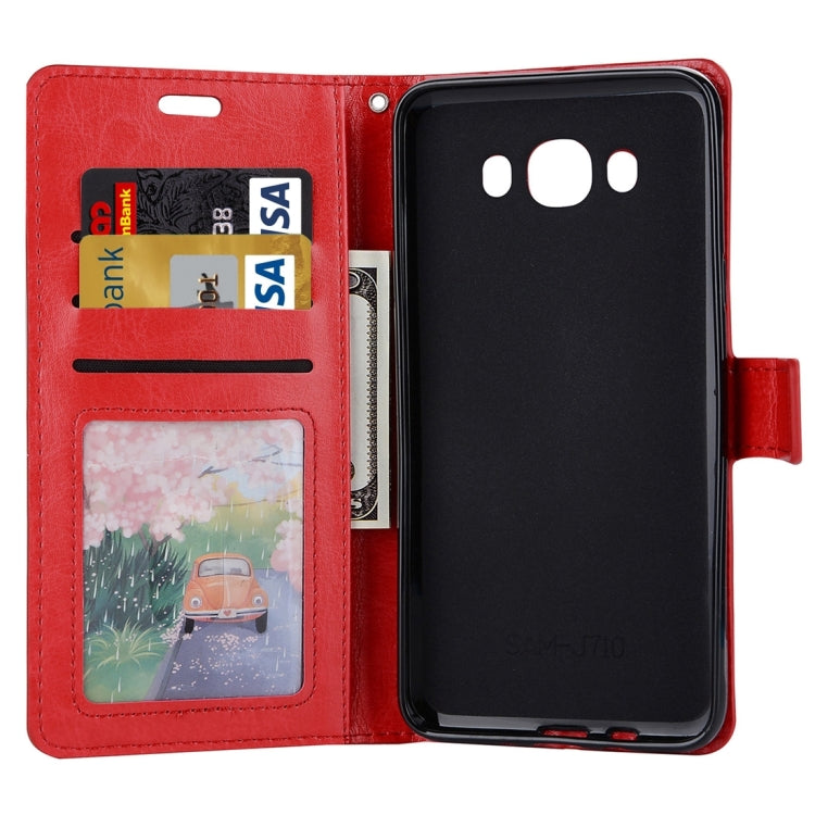 For Galaxy J7 (2016) / J710 Crazy Horse Texture Horizontal Flip PU Leather Case with Holder & Card Slots & Wallet & Photo Frame & Lanyard