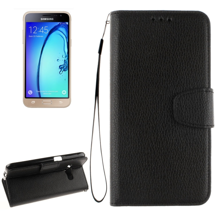 For Galaxy J1 (2016) / J120 Litchi Texture Horizontal Flip PU Leather Case with Holder & Card Slots & Wallet & Photo Frame & Lanyard