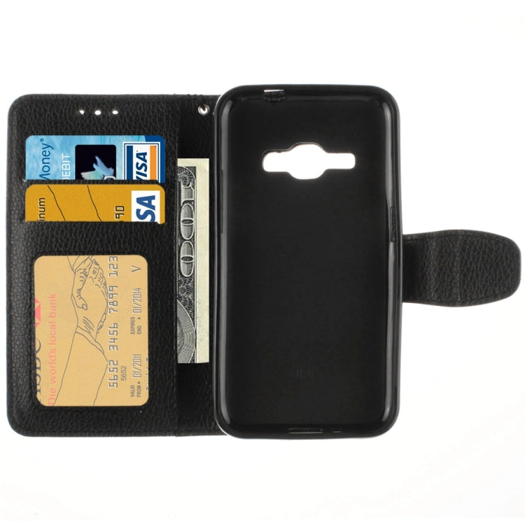 For Galaxy J1 (2016) / J120 Litchi Texture Horizontal Flip PU Leather Case with Holder & Card Slots & Wallet & Photo Frame & Lanyard