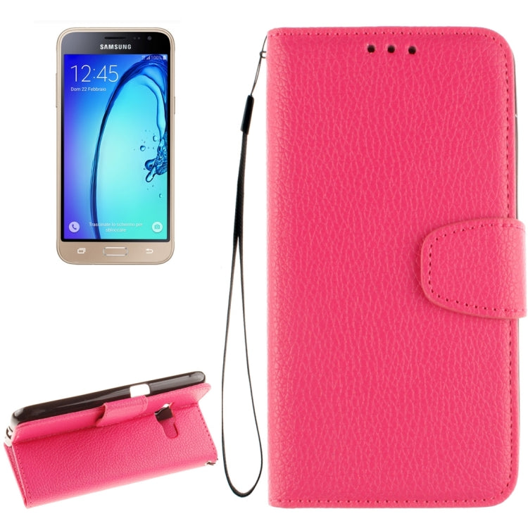 For Galaxy J1 (2016) / J120 Litchi Texture Horizontal Flip PU Leather Case with Holder & Card Slots & Wallet & Photo Frame & Lanyard