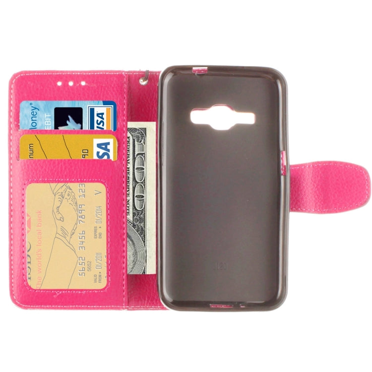 For Galaxy J1 (2016) / J120 Litchi Texture Horizontal Flip PU Leather Case with Holder & Card Slots & Wallet & Photo Frame & Lanyard