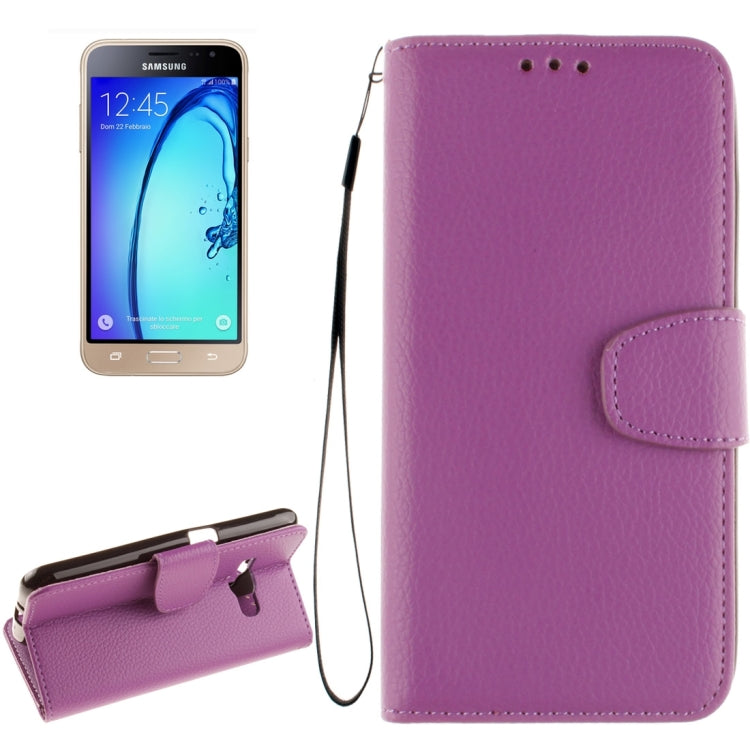 For Galaxy J1 (2016) / J120 Litchi Texture Horizontal Flip PU Leather Case with Holder & Card Slots & Wallet & Photo Frame & Lanyard