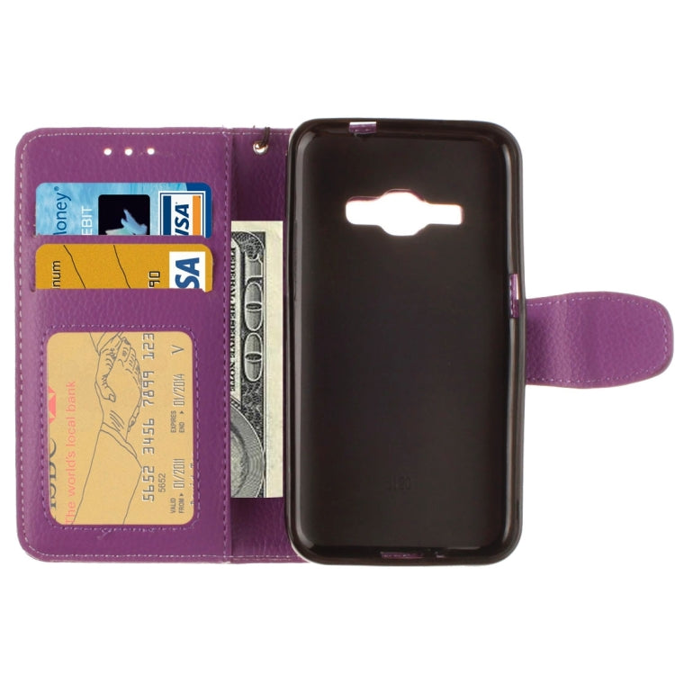 For Galaxy J1 (2016) / J120 Litchi Texture Horizontal Flip PU Leather Case with Holder & Card Slots & Wallet & Photo Frame & Lanyard