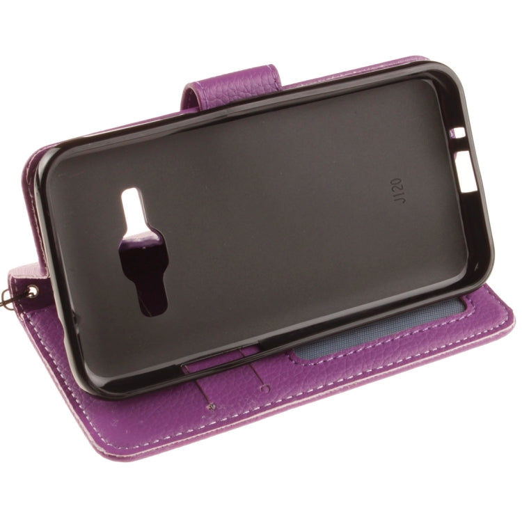 For Galaxy J1 (2016) / J120 Litchi Texture Horizontal Flip PU Leather Case with Holder & Card Slots & Wallet & Photo Frame & Lanyard