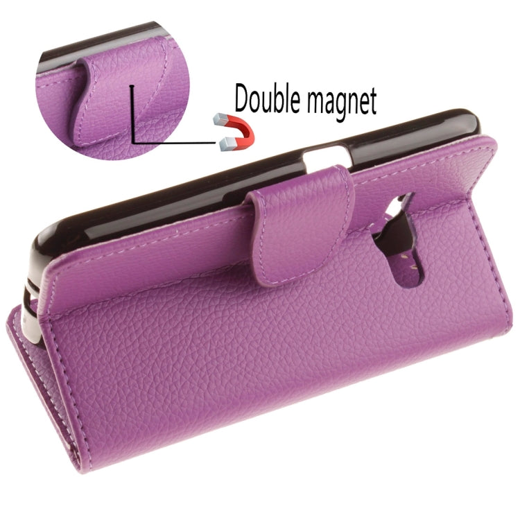 For Galaxy J1 (2016) / J120 Litchi Texture Horizontal Flip PU Leather Case with Holder & Card Slots & Wallet & Photo Frame & Lanyard