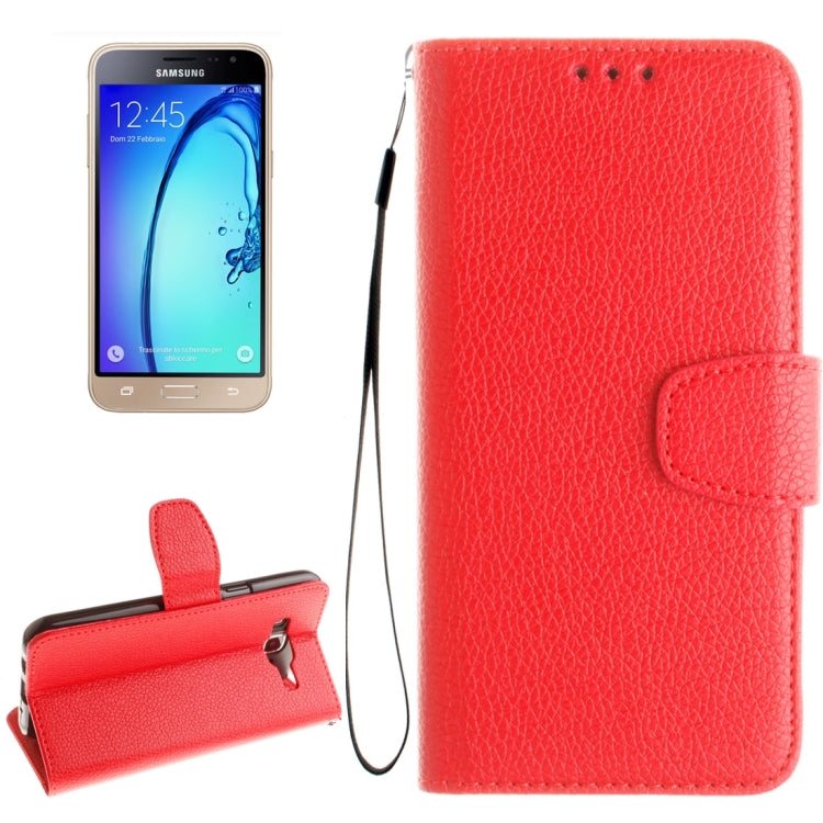 For Galaxy J1 (2016) / J120 Litchi Texture Horizontal Flip PU Leather Case with Holder & Card Slots & Wallet & Photo Frame & Lanyard