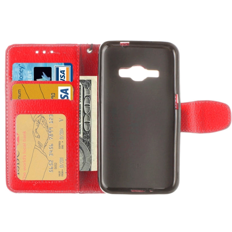 For Galaxy J1 (2016) / J120 Litchi Texture Horizontal Flip PU Leather Case with Holder & Card Slots & Wallet & Photo Frame & Lanyard