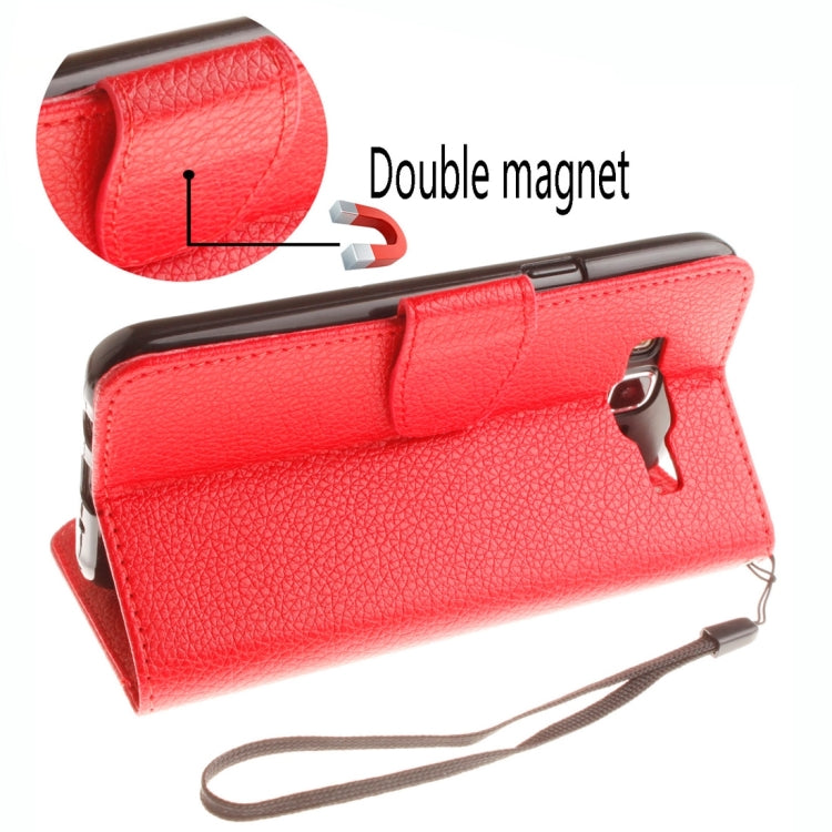 For Galaxy J1 (2016) / J120 Litchi Texture Horizontal Flip PU Leather Case with Holder & Card Slots & Wallet & Photo Frame & Lanyard