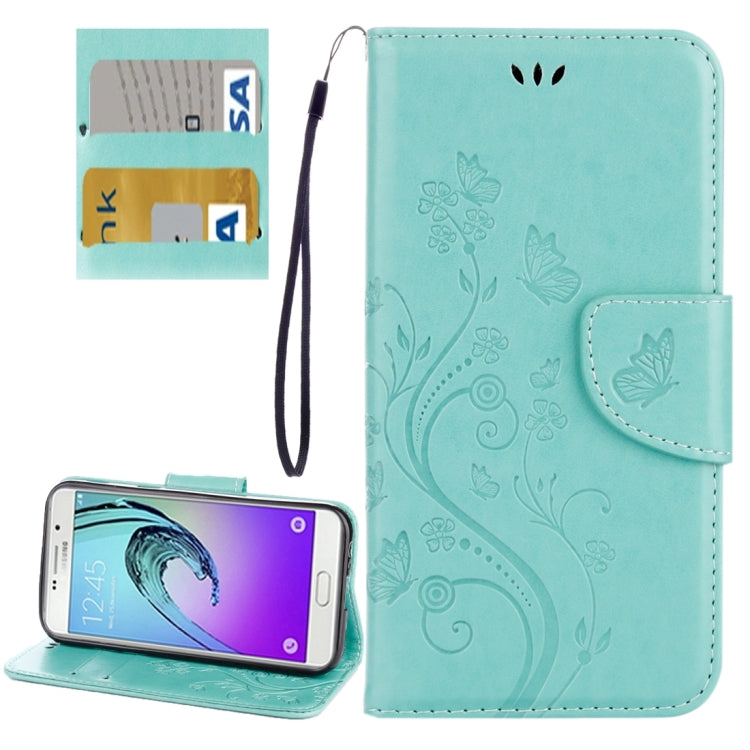 For Galaxy A3 (2017) / A320 Butterflies Love Flowers Embossing Horizontal Flip Leather Case with Holder & Card Slots & Wallet & Lanyard