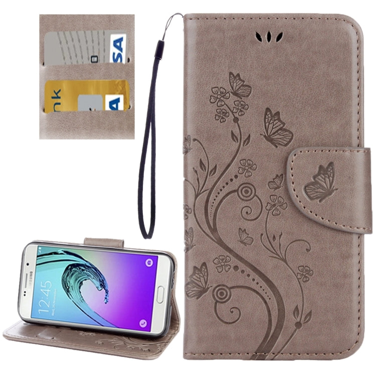 For Galaxy A3 (2017) / A320 Butterflies Love Flowers Embossing Horizontal Flip Leather Case with Holder & Card Slots & Wallet & Lanyard