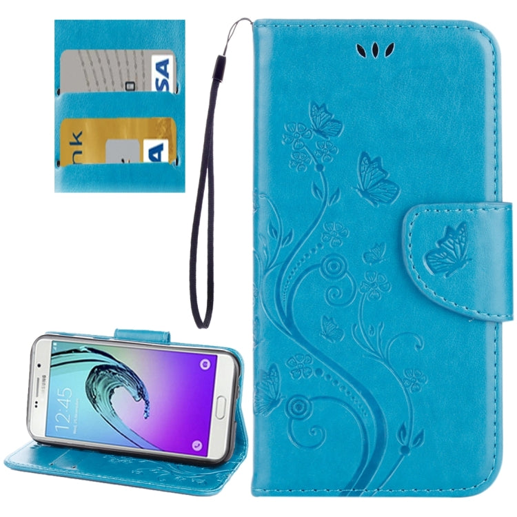 For Galaxy A3 (2017) / A320 Butterflies Love Flowers Embossing Horizontal Flip Leather Case with Holder & Card Slots & Wallet & Lanyard