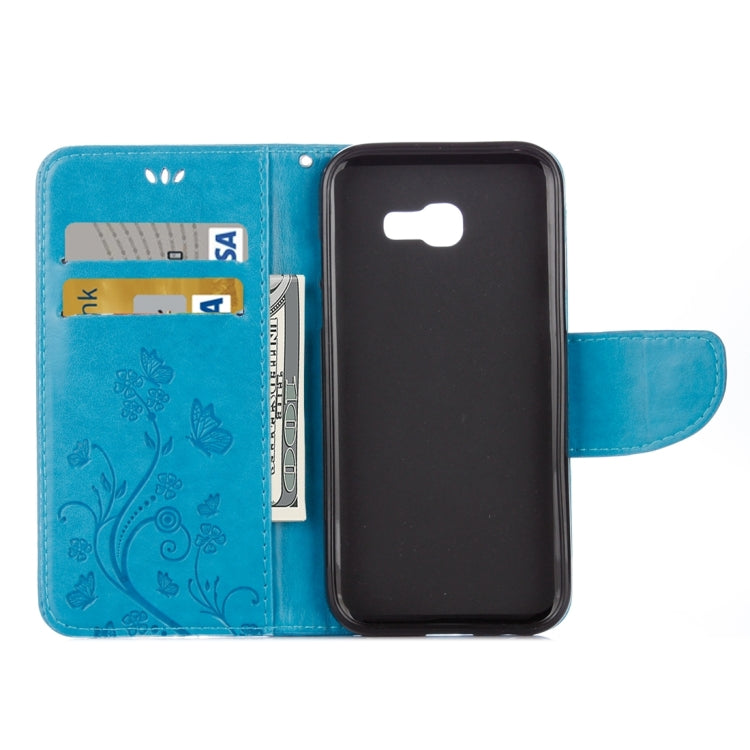For Galaxy A3 (2017) / A320 Butterflies Love Flowers Embossing Horizontal Flip Leather Case with Holder & Card Slots & Wallet & Lanyard