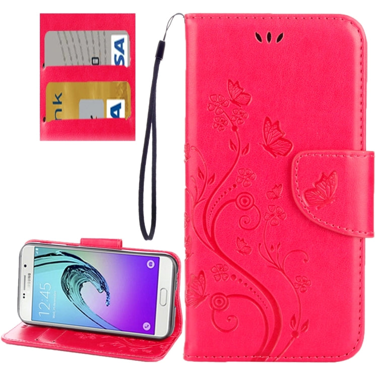 For Galaxy A3 (2017) / A320 Butterflies Love Flowers Embossing Horizontal Flip Leather Case with Holder & Card Slots & Wallet & Lanyard