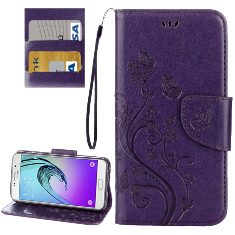 For Galaxy A3 (2017) / A320 Butterflies Love Flowers Embossing Horizontal Flip Leather Case with Holder & Card Slots & Wallet & Lanyard