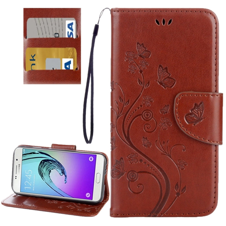 For Galaxy A3 (2017) / A320 Butterflies Love Flowers Embossing Horizontal Flip Leather Case with Holder & Card Slots & Wallet & Lanyard