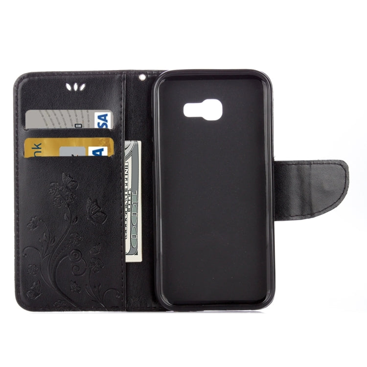 For Galaxy A5 (2017) / A520 Butterflies Love Flowers Embossing Horizontal Flip Leather Case with Holder & Card Slots & Wallet & Lanyard