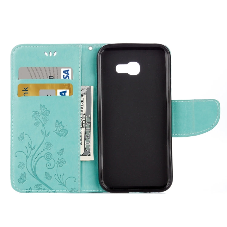 For Galaxy A5 (2017) / A520 Butterflies Love Flowers Embossing Horizontal Flip Leather Case with Holder & Card Slots & Wallet & Lanyard