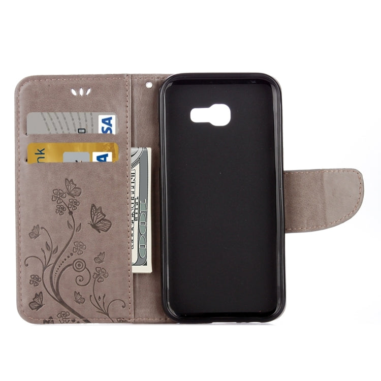 For Galaxy A5 (2017) / A520 Butterflies Love Flowers Embossing Horizontal Flip Leather Case with Holder & Card Slots & Wallet & Lanyard