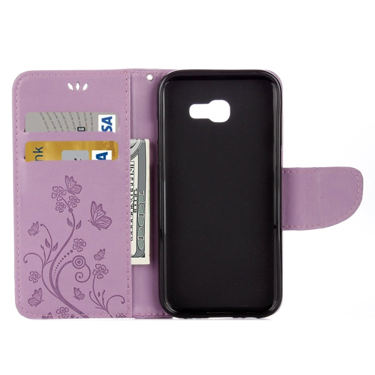 For Galaxy A5 (2017) / A520 Butterflies Love Flowers Embossing Horizontal Flip Leather Case with Holder & Card Slots & Wallet & Lanyard