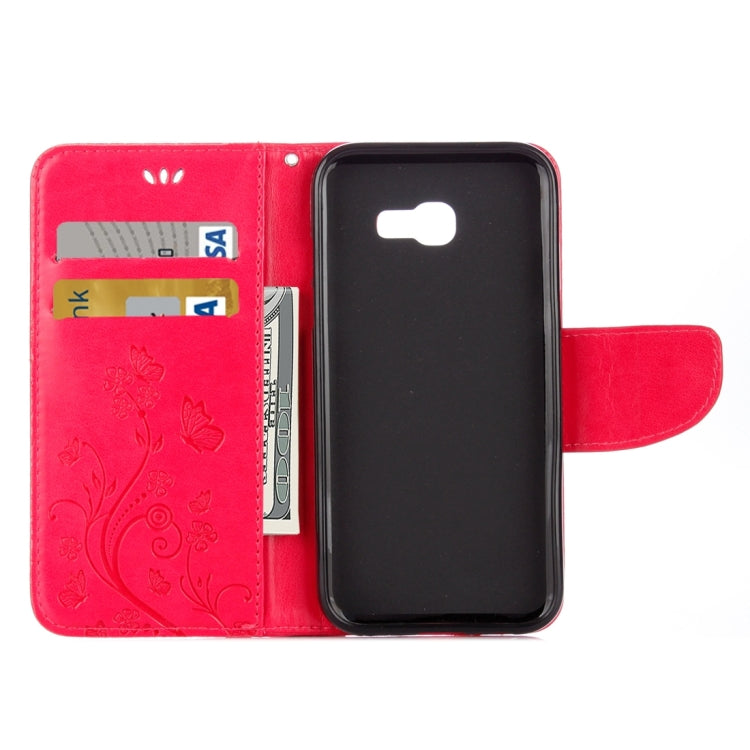 For Galaxy A5 (2017) / A520 Butterflies Love Flowers Embossing Horizontal Flip Leather Case with Holder & Card Slots & Wallet & Lanyard