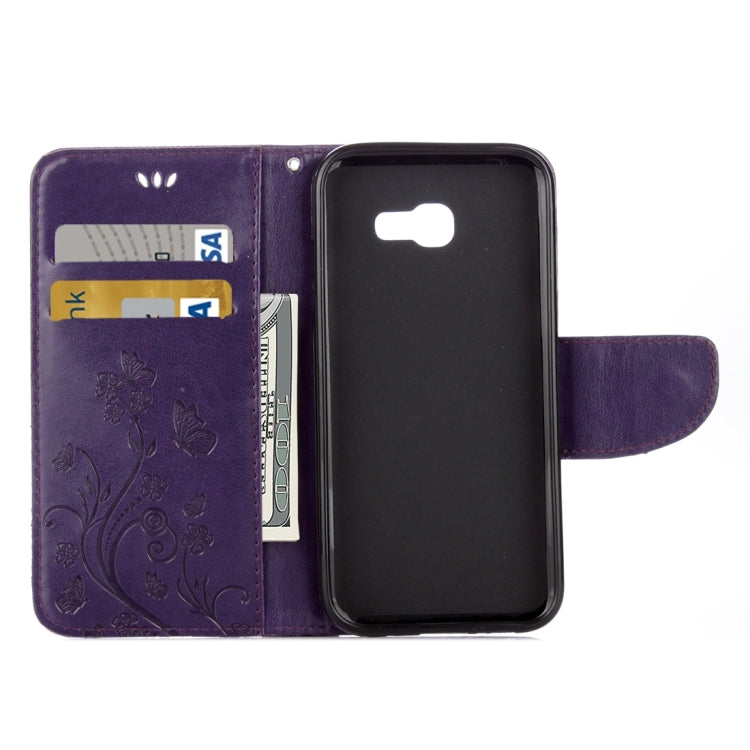 For Galaxy A5 (2017) / A520 Butterflies Love Flowers Embossing Horizontal Flip Leather Case with Holder & Card Slots & Wallet & Lanyard