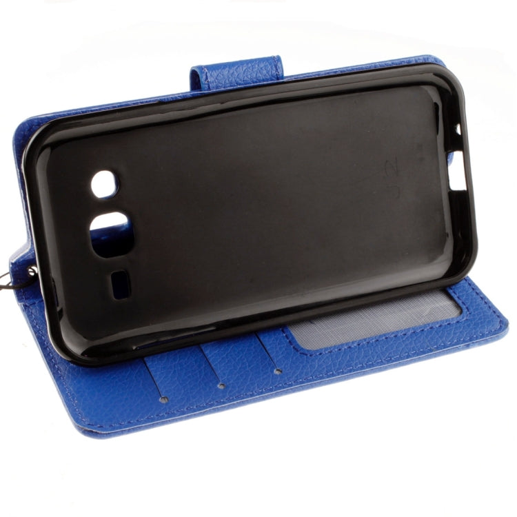 For Galaxy J2 Litchi Texture Horizontal Flip PU Leather Case with Holder & Card Slots & Wallet & Photo Frame & Lanyard