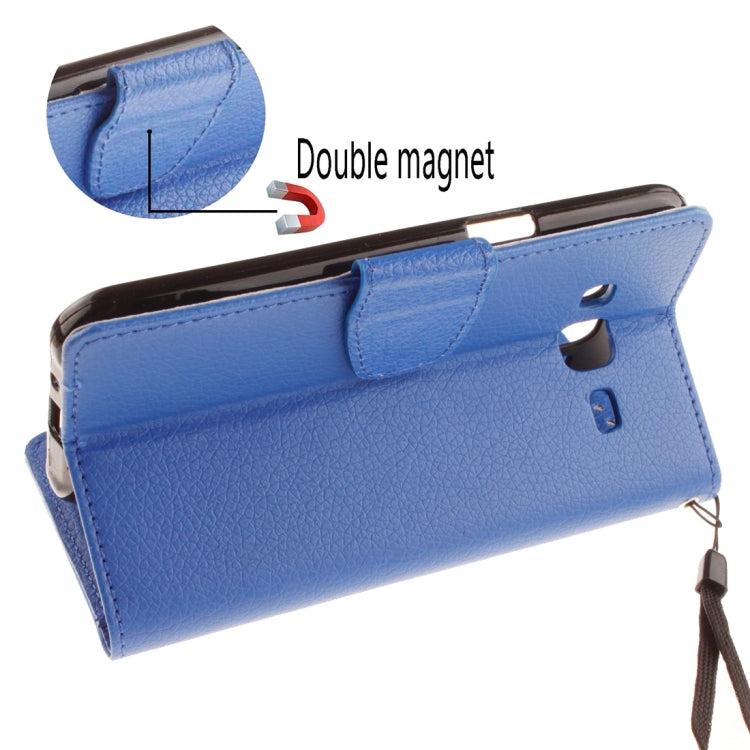 For Galaxy J2 Litchi Texture Horizontal Flip PU Leather Case with Holder & Card Slots & Wallet & Photo Frame & Lanyard