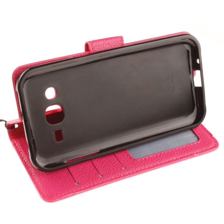 For Galaxy J2 Litchi Texture Horizontal Flip PU Leather Case with Holder & Card Slots & Wallet & Photo Frame & Lanyard