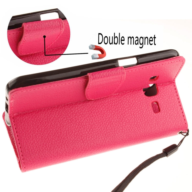 For Galaxy J2 Litchi Texture Horizontal Flip PU Leather Case with Holder & Card Slots & Wallet & Photo Frame & Lanyard