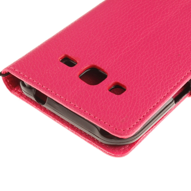 For Galaxy J2 Litchi Texture Horizontal Flip PU Leather Case with Holder & Card Slots & Wallet & Photo Frame & Lanyard