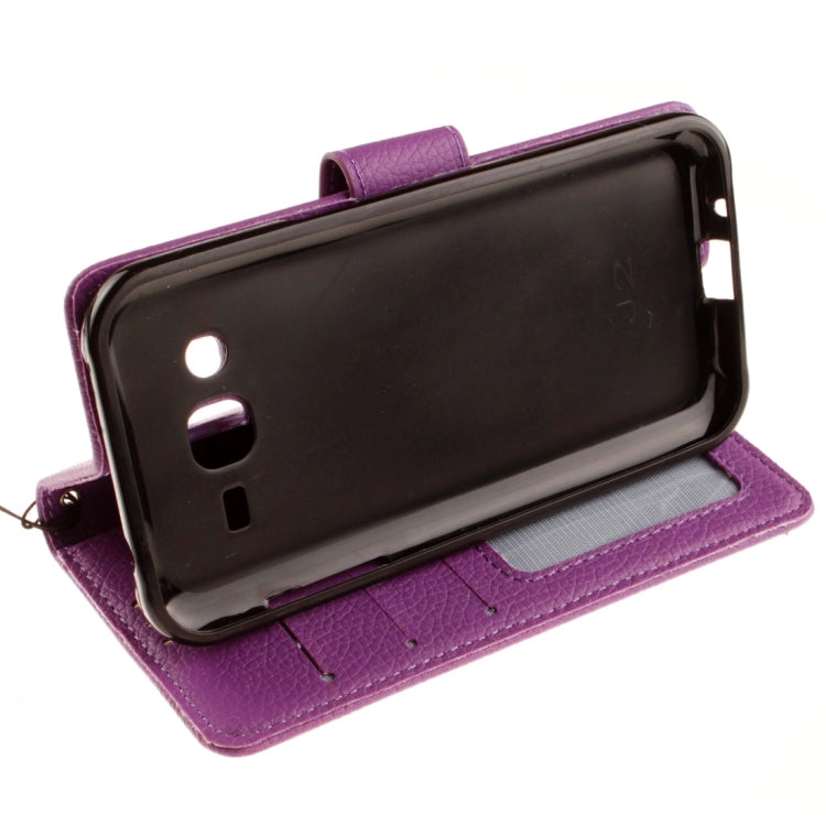 For Galaxy J2 Litchi Texture Horizontal Flip PU Leather Case with Holder & Card Slots & Wallet & Photo Frame & Lanyard
