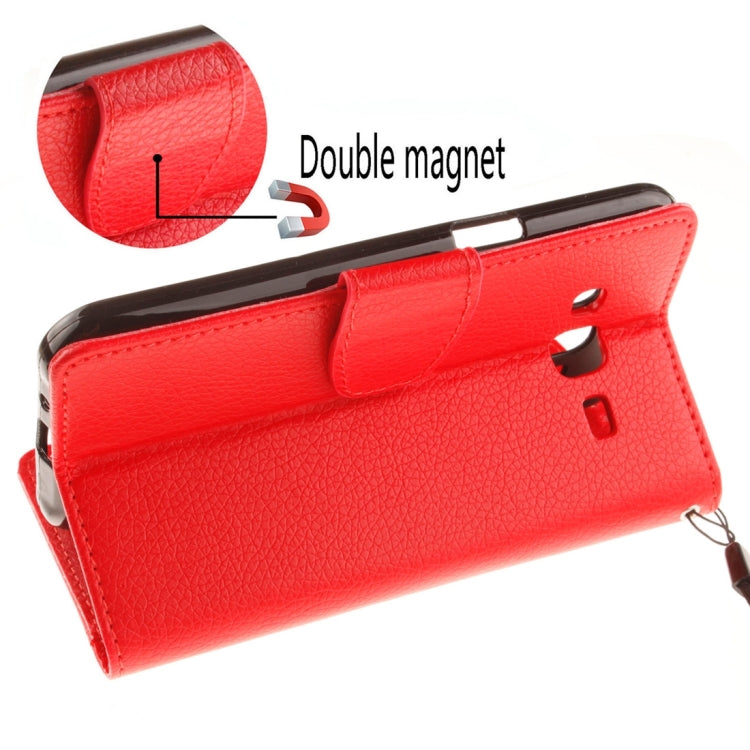 For Galaxy J2 Litchi Texture Horizontal Flip PU Leather Case with Holder & Card Slots & Wallet & Photo Frame & Lanyard