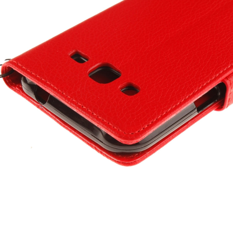 For Galaxy J2 Litchi Texture Horizontal Flip PU Leather Case with Holder & Card Slots & Wallet & Photo Frame & Lanyard