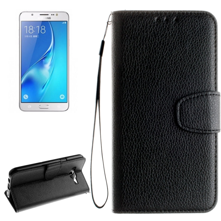 For Galaxy J7 / J710 (2016) Litchi Texture Horizontal Flip PU Leather Case with Holder & Card Slots & Wallet & Photo Frame & Lanyard