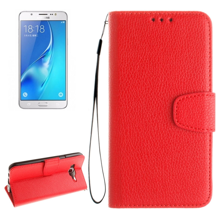 For Galaxy J7 / J710 (2016) Litchi Texture Horizontal Flip PU Leather Case with Holder & Card Slots & Wallet & Photo Frame & Lanyard