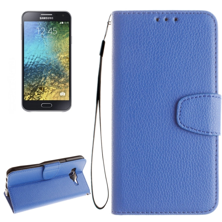 For Galaxy E5 Litchi Texture Horizontal Flip PU Leather Case with Holder & Card Slots & Wallet & Photo Frame & Lanyard