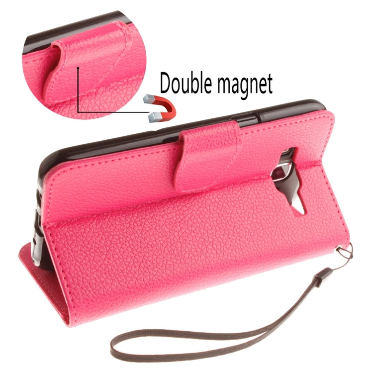 For Galaxy E5 Litchi Texture Horizontal Flip PU Leather Case with Holder & Card Slots & Wallet & Photo Frame & Lanyard