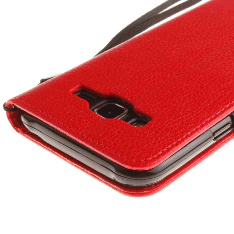 For Galaxy E5 Litchi Texture Horizontal Flip PU Leather Case with Holder & Card Slots & Wallet & Photo Frame & Lanyard