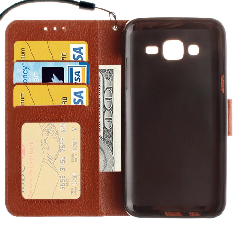 For Galaxy E5 Litchi Texture Horizontal Flip PU Leather Case with Holder & Card Slots & Wallet & Photo Frame & Lanyard