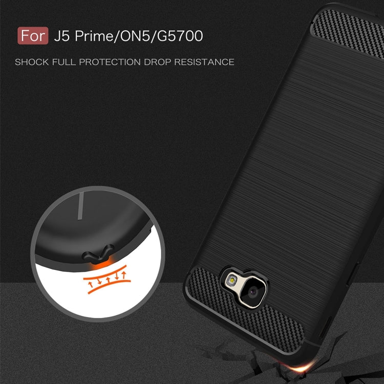 For Galaxy J5 Prime & On5(2016) / G570 Brushed Texture Carbon Fiber TPU Protective Case