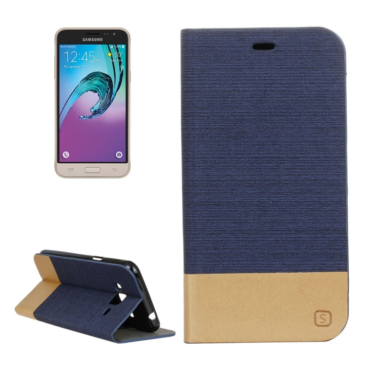 For Galaxy J3 (2016) / J310 Canvas Pattern PU + TPU Horizontal Flip Leather Case with Holder & Card Slots