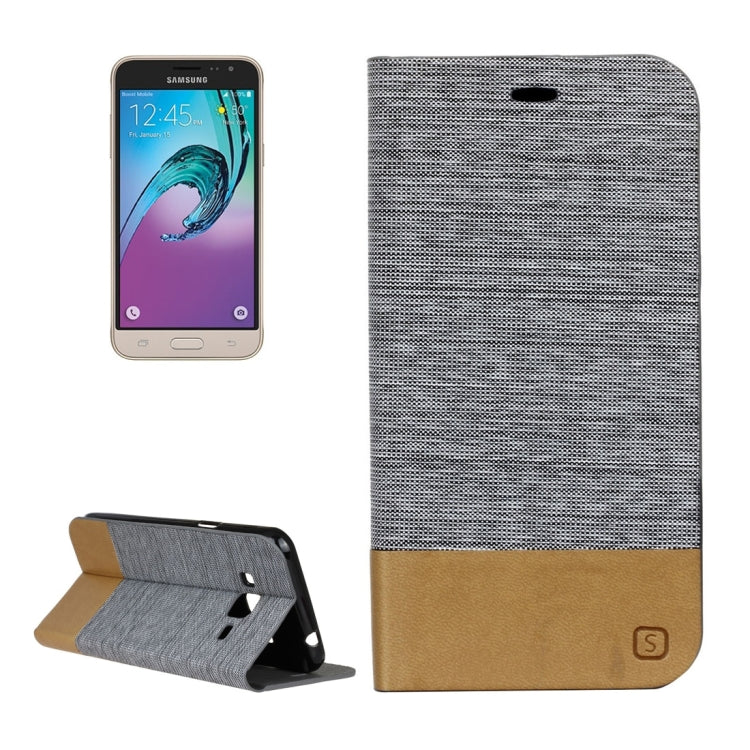 For Galaxy J3 (2016) / J310 Canvas Pattern PU + TPU Horizontal Flip Leather Case with Holder & Card Slots
