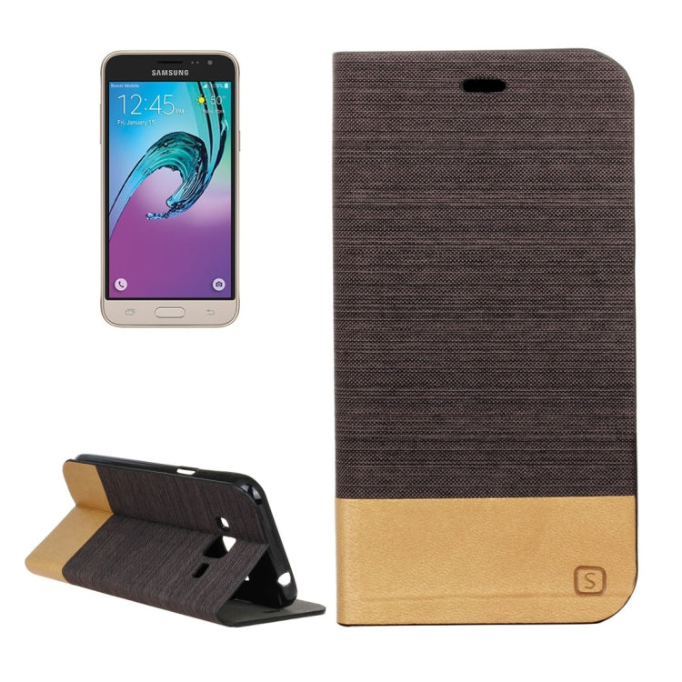 For Galaxy J3 (2016) / J310 Canvas Pattern PU + TPU Horizontal Flip Leather Case with Holder & Card Slots
