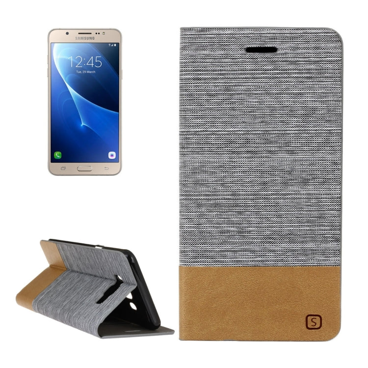 For Galaxy J7 (2016) / J710 Canvas Pattern PU + TPU Horizontal Flip Leather Case with Holder & Card Slots