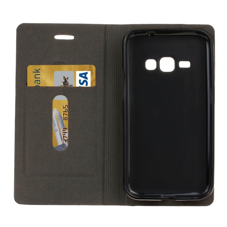 For Galaxy J1 (2016) / J120 Canvas Pattern PU + TPU Horizontal Flip Leather Case with Holder & Card Slots